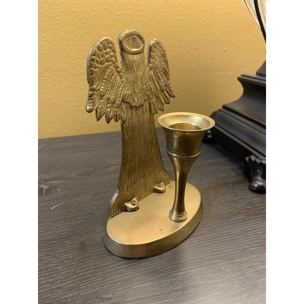 Hosley Brass Angel Candle Holder Vintage 5 Inch Praying Angel BS 51062 India